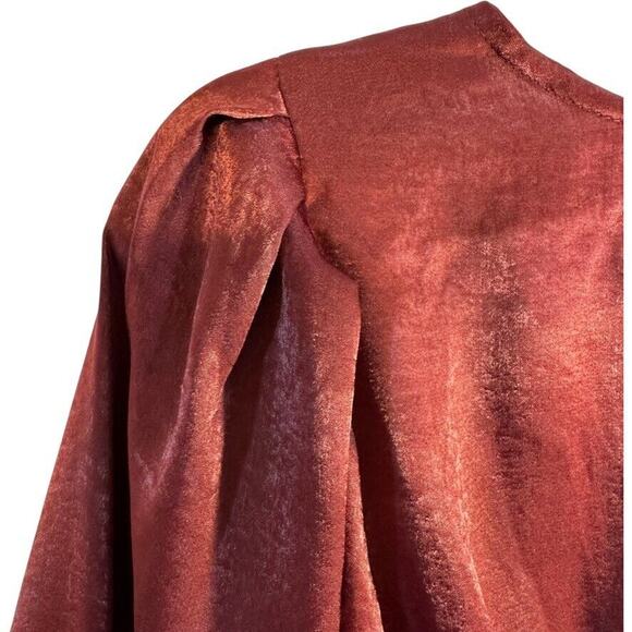 Umgee Long Maxi Satin Dress Womens S Burgundy Whimsigoth Ethereal Fairy Grunge - Picture 5 of 12